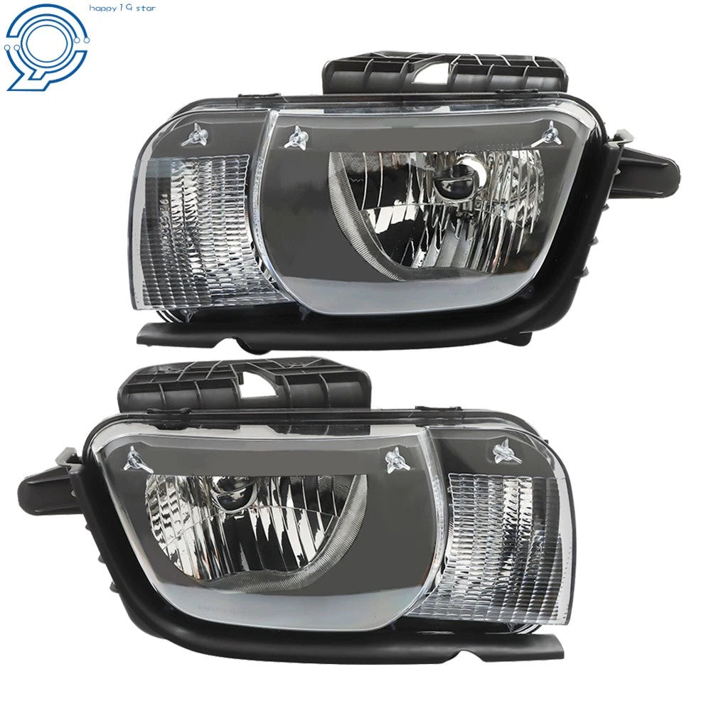 Set of 2 Halogen Headlights for Chevrolet Camaro (2010–2013) Black Housing