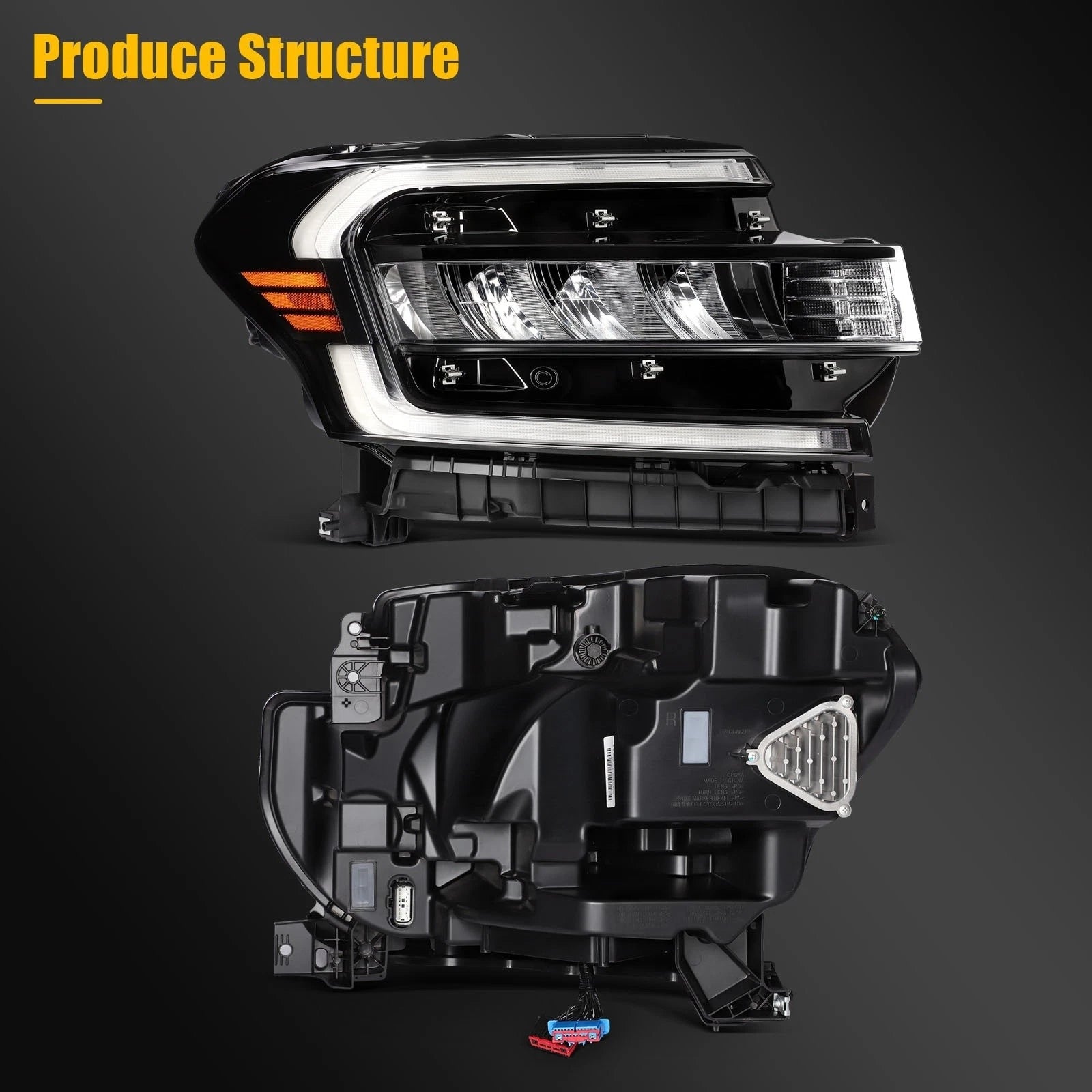 Pair Full LED DRL Black Headlight Assembly for Ford Expedition (2022–2024)