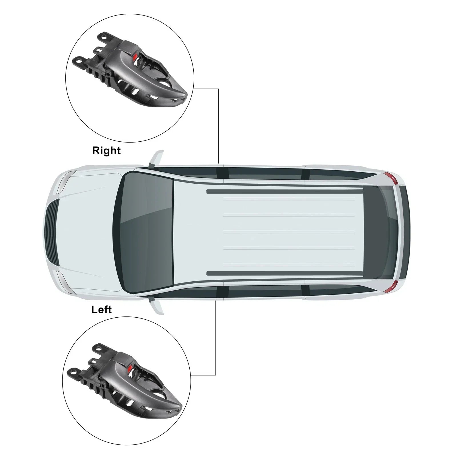 2 x Left Right Interior Door Handles for Hyundai Elantra (2011-2016)
