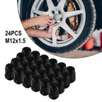 24 Pcs / M12x1.5 / Wheel-Nuts Black Lug Nut Socket for Land Cruiser Prado Ford