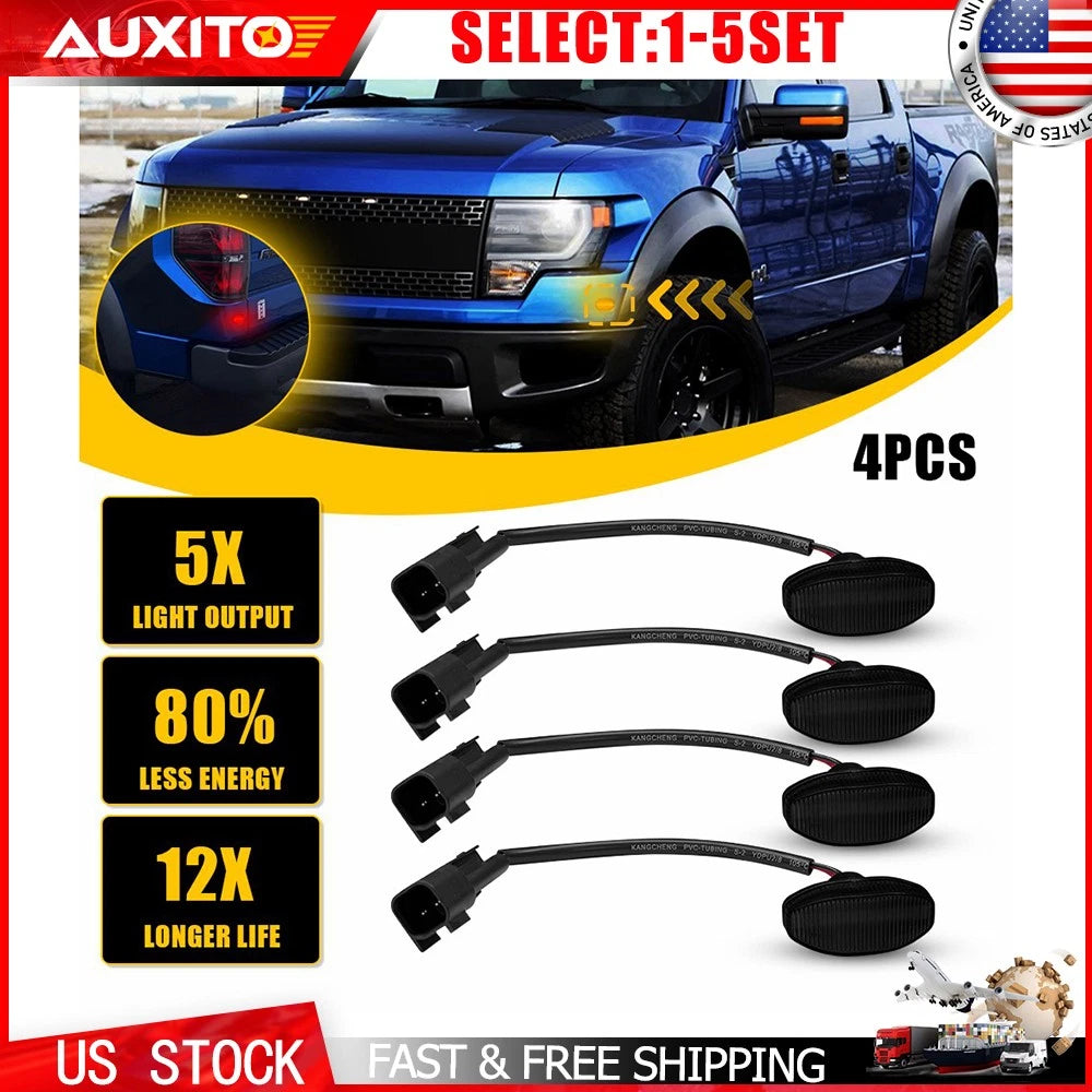Set of 4 LED Side Marker Lights for Ford F150 Raptor (2010–2014)