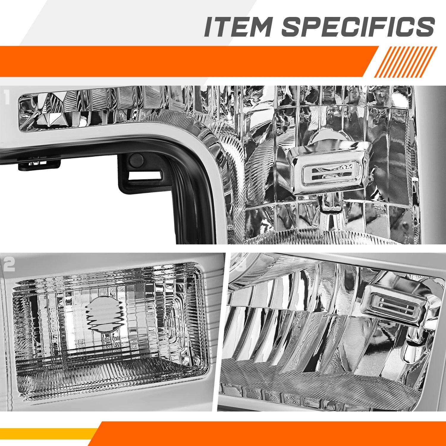 Chrome Amber Headlight Lamp for Ford F250-F550 SD (2020–2022)