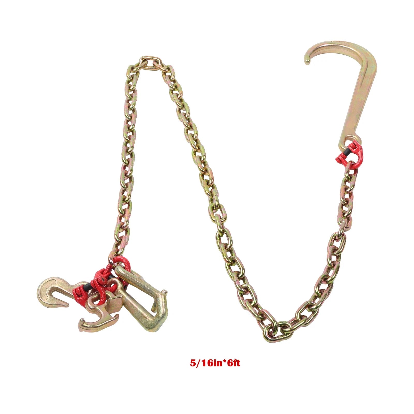 Set of 2 G80 Tow Chains with J Hook for Wrecker (5400 lbs)
