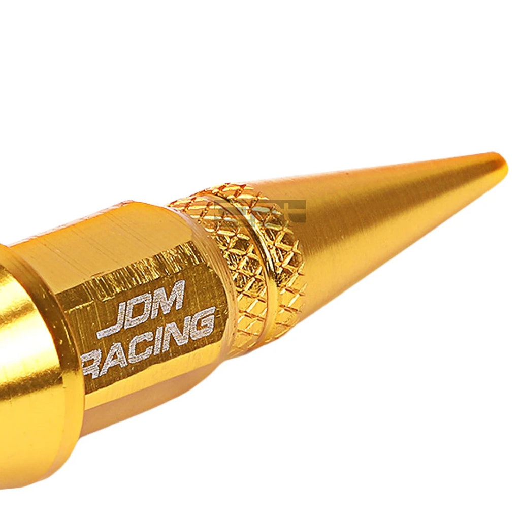 Set of 4 45mm Gold Spiky Tire Rim Air Valve Dust Covers for Universal Fit