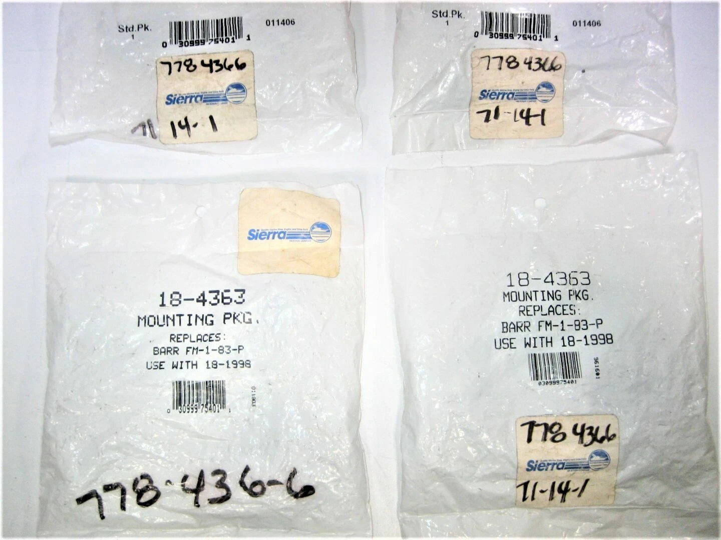 Set of 4 Exhaust Elbow Mounting Kit for Sierra 18-4363 (Replaces FM-1-83-P)