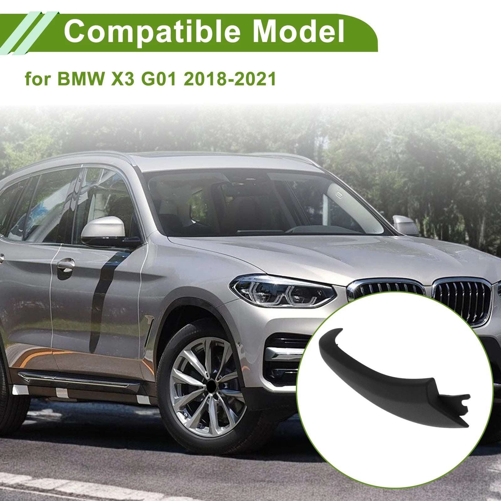 Door Panel Handle Pull Trim Cover for BMW X3 G01 (2018–2021) No. 51416999880 Black
