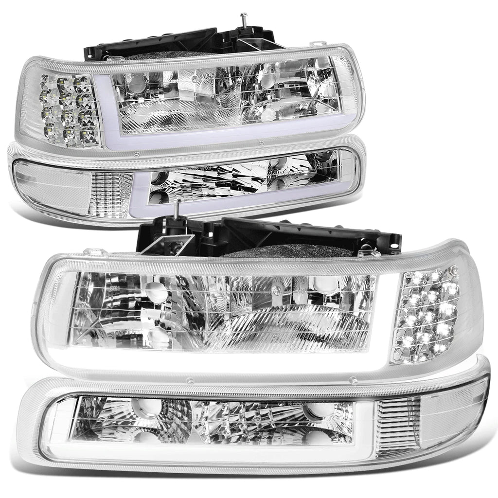 LED DRL Headlight Corner Bumper Signal Lamp Chrome for Chevy Silverado (1999–2002)