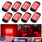 Set of 8 Red LED Rock Lights for Off-Road Vehicles