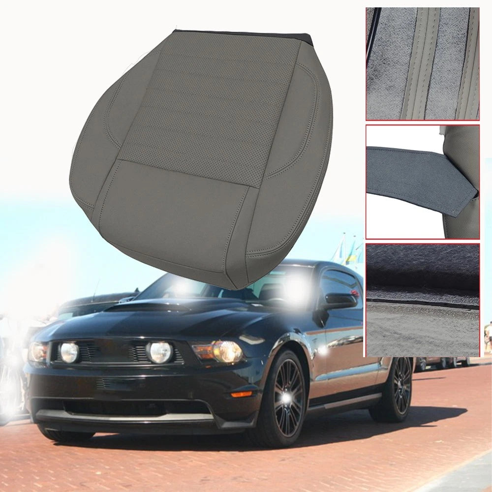 Left Driver Bottom Leather Seat Cover Gray for Ford Mustang GT (2010–2014)
