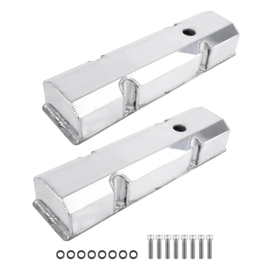 2X Fabricated Aluminum Tall Valve Covers for Small Block Chevy 305 327 V8 (1960–1985)