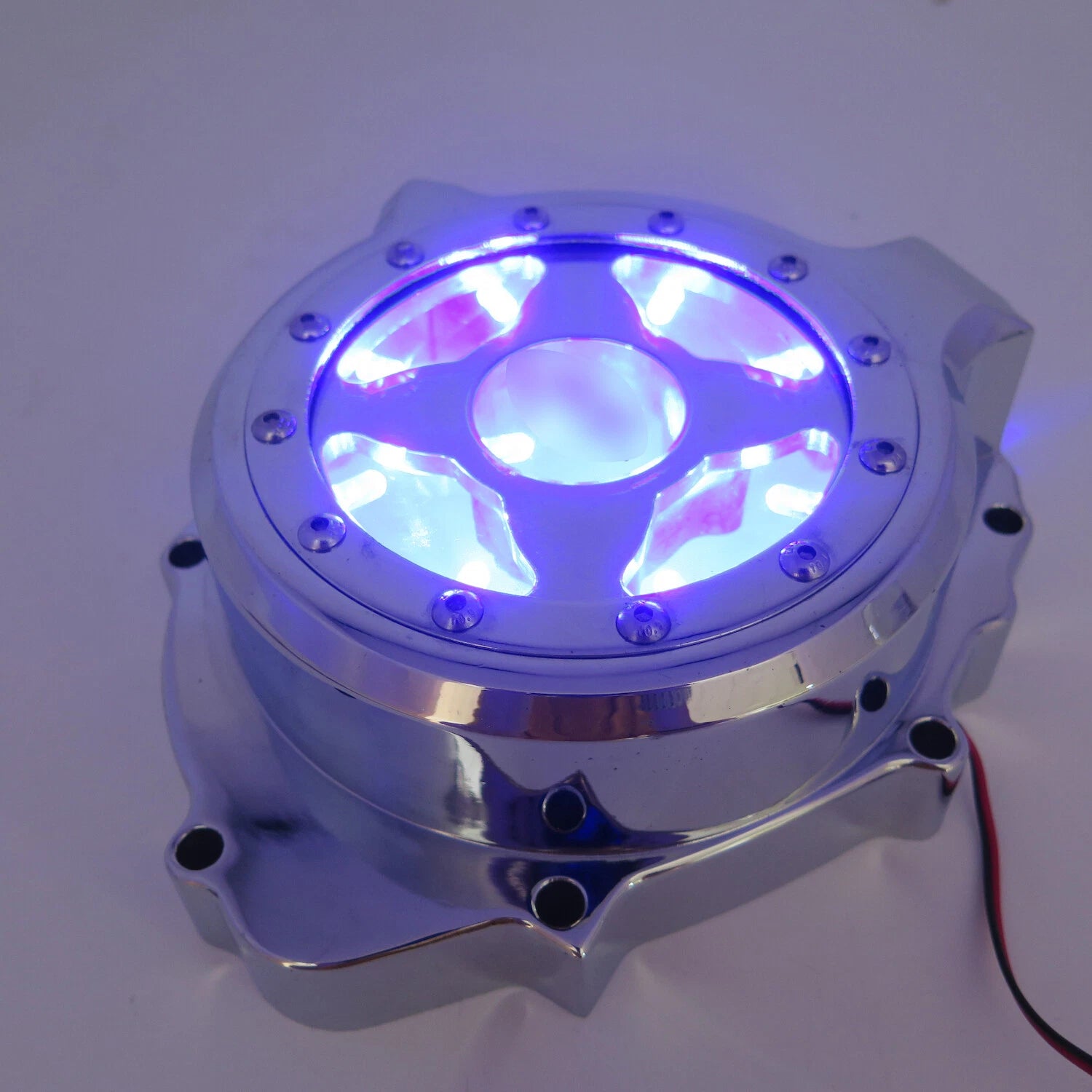 Chrome Left Engine Stator Cover with Blue LED for Honda CBR 600RR (2003–2006)