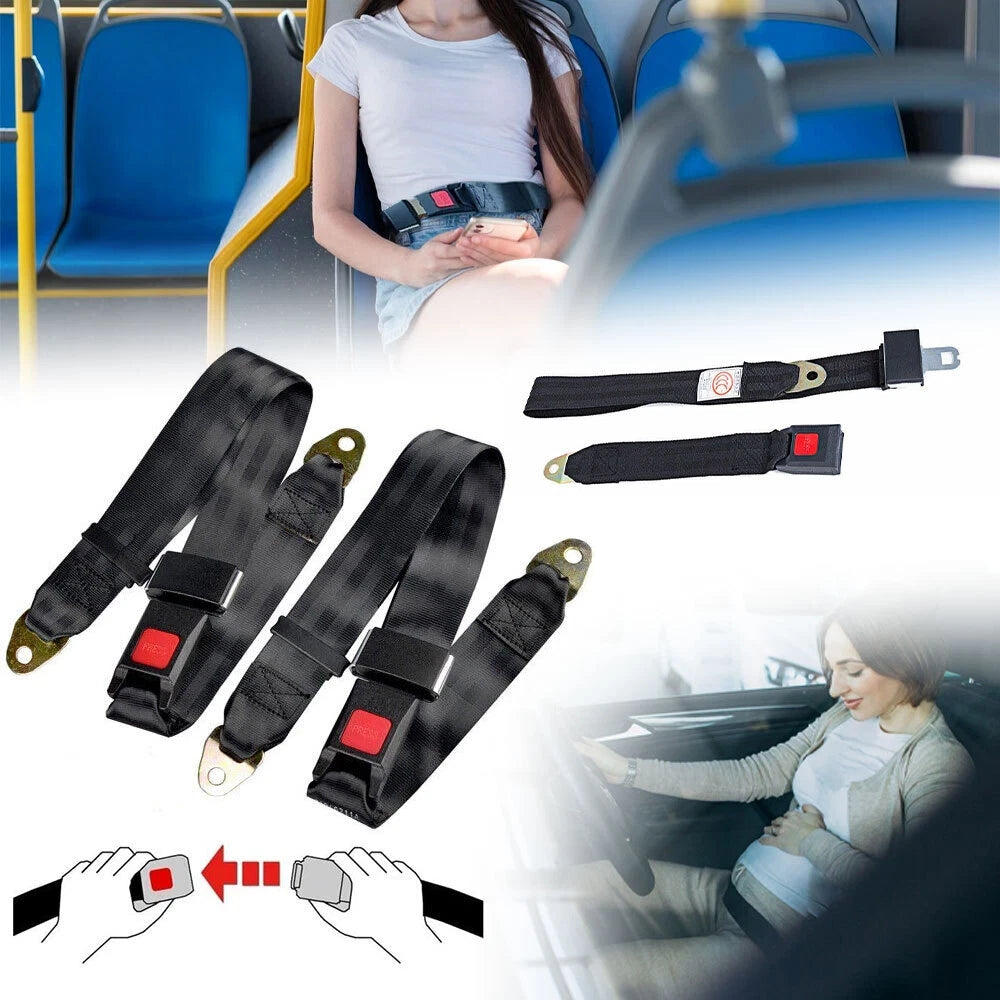 Set of 4 Adjustable 2-Point Lap Seat Belts for Universal Trucks and Cars
