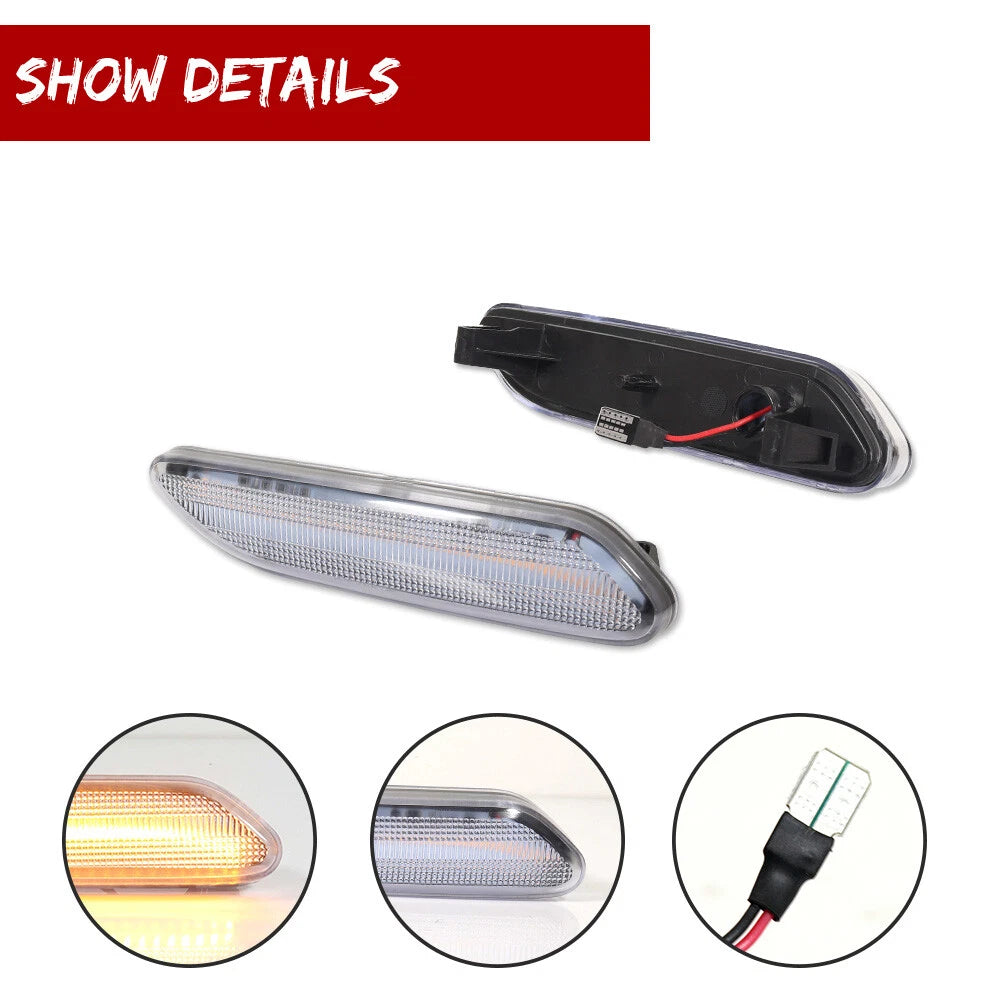 Sequential Clear Lens LED Side Marker Lights for Mini Cooper R60 R61 (2011–2016)