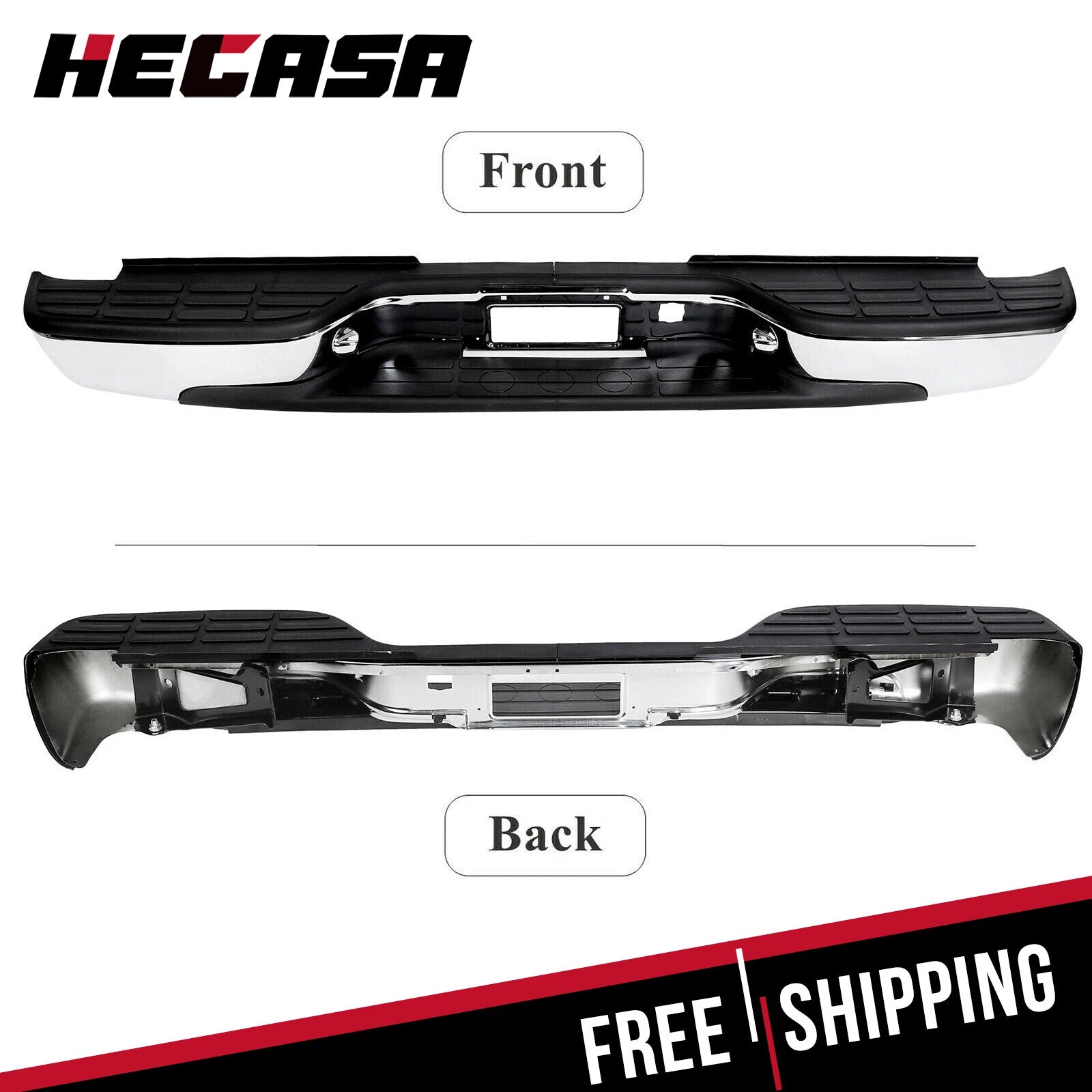 Chrome Rear Bumper for Chevy Silverado GMC Sierra 1500 2500 (1999–2007)
