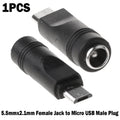 DC Connector Adapter 34mm/1.34" 5.5mm x 2.1mm for Automotive