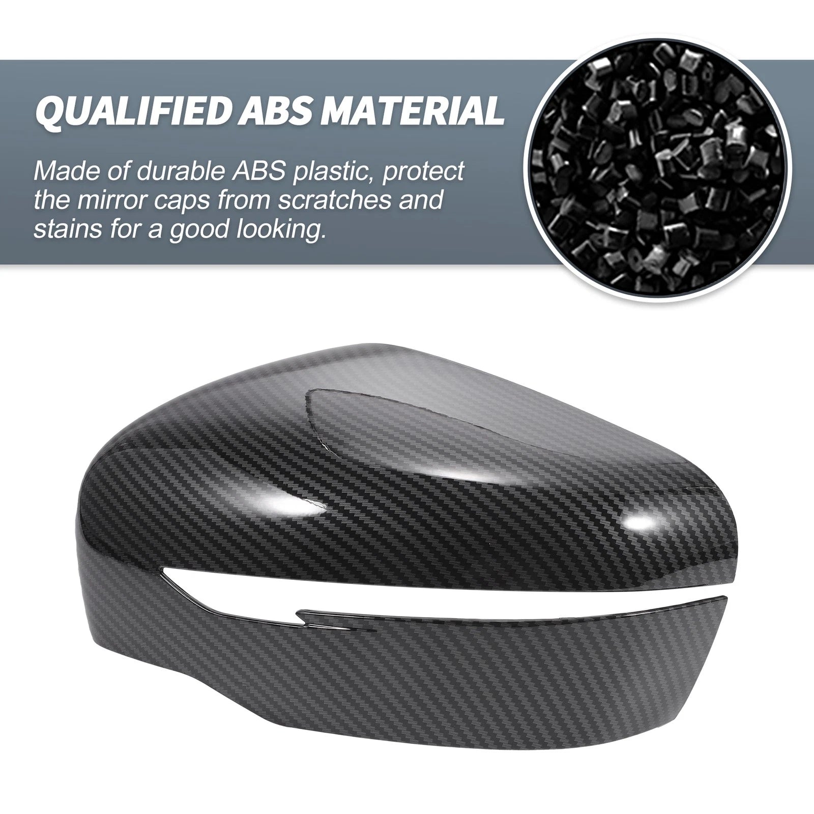 Pair Rearview Mirror Cover Overlay Black Carbon Fiber for Nissan Navara (2015–2023)