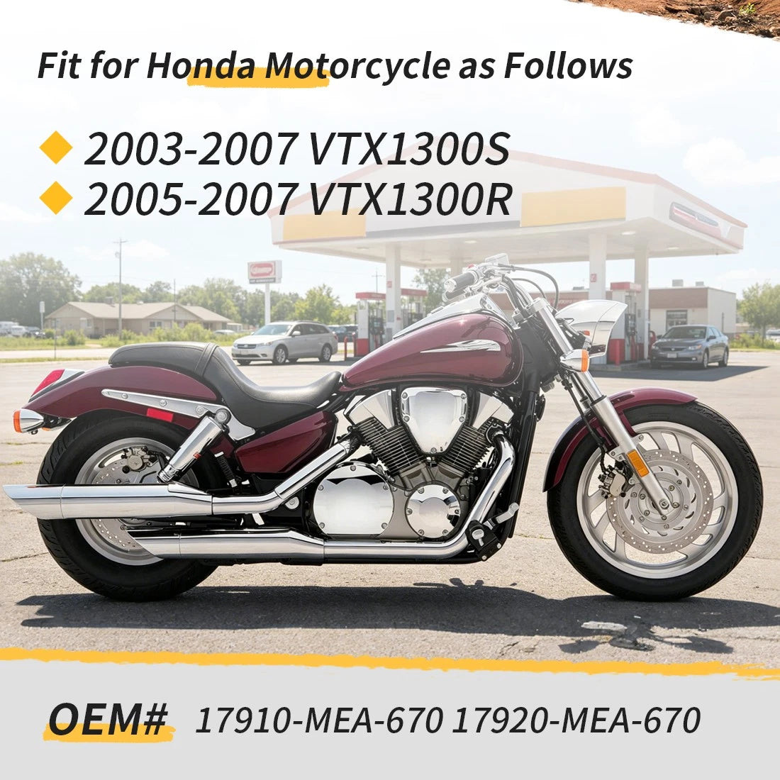 Throttle Cable Set for Honda VTX1300 (2003–2007) 17910-MEA-670, 17920-MEA-670