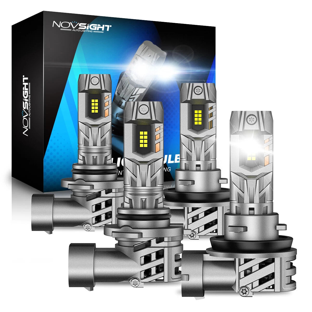 4-Piece LED Headlight Bulb Kit 9005 + H11 for Novsight