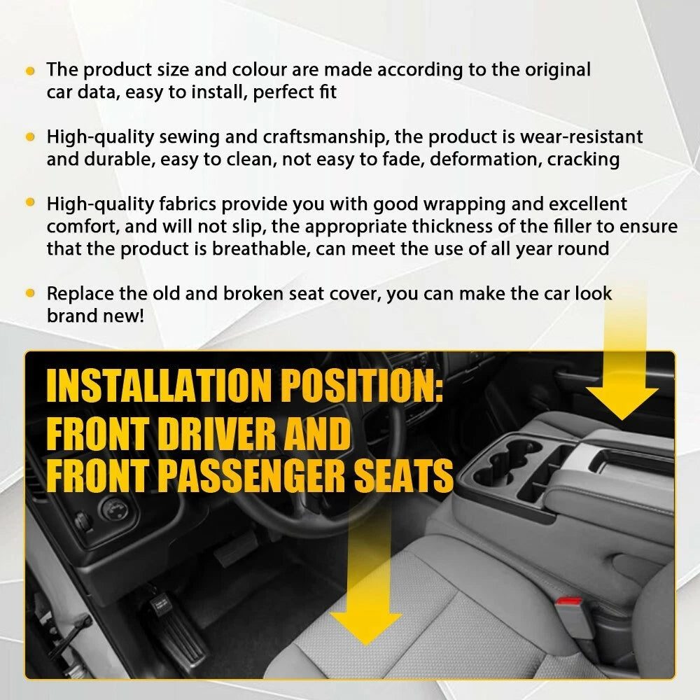 2X Driver Bottom Seat Cover for Chevy Tahoe Silverado (2015-2019) Light Gray Cloth