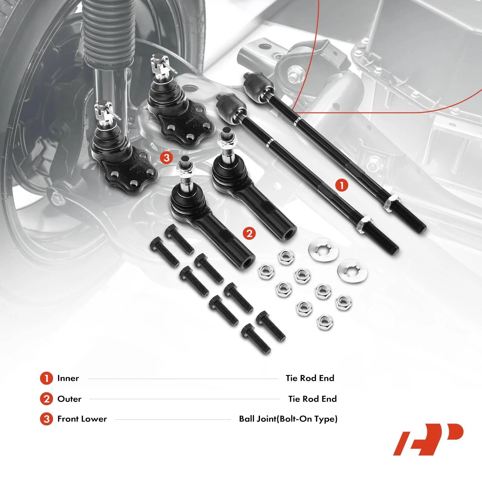 6x Inner Outer Front Lower Tie Rod Ball Joint for Dodge Durango Dakota (1998-2004)