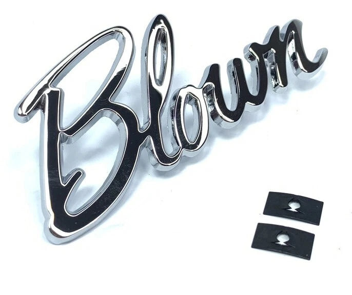 Chrome Blown Script Emblem Badge Replacement for Universal Hot Rod Show Car
