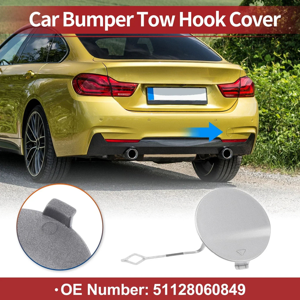 Rear Car Bumper Tow Hook Cover for BMW 428i (2014-2016) Silver Tone