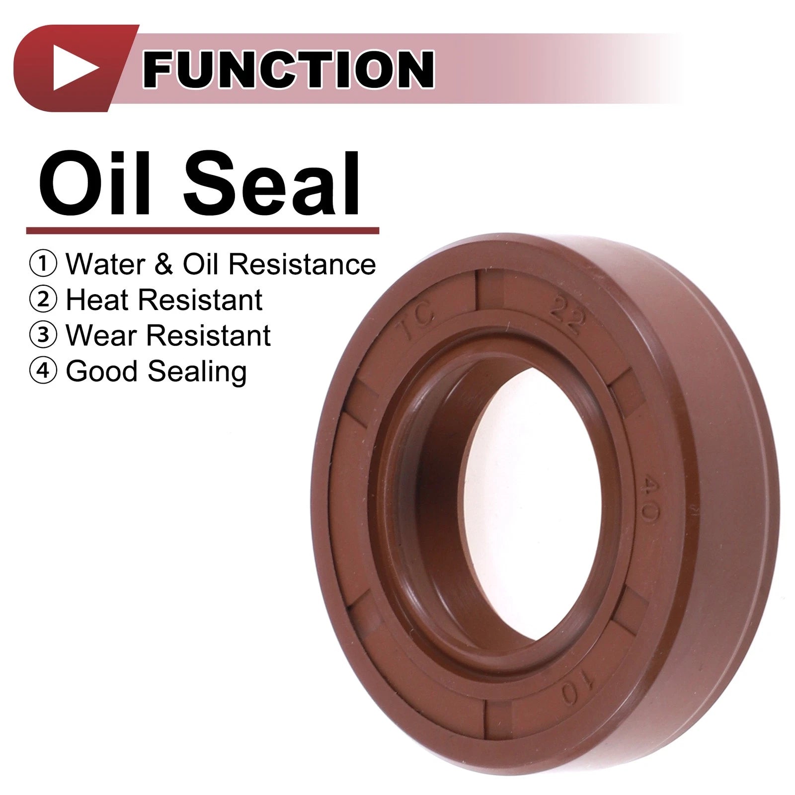 Set of 2 Oil Seal Rotary Shaft Seal FKM Rubber 22x40x10mm