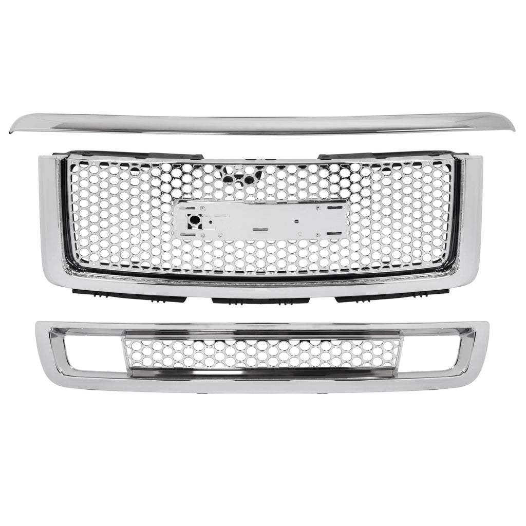 Chrome Upper Lower Grille Hood Molding for GMC Sierra 1500 Denali (2007–2013)