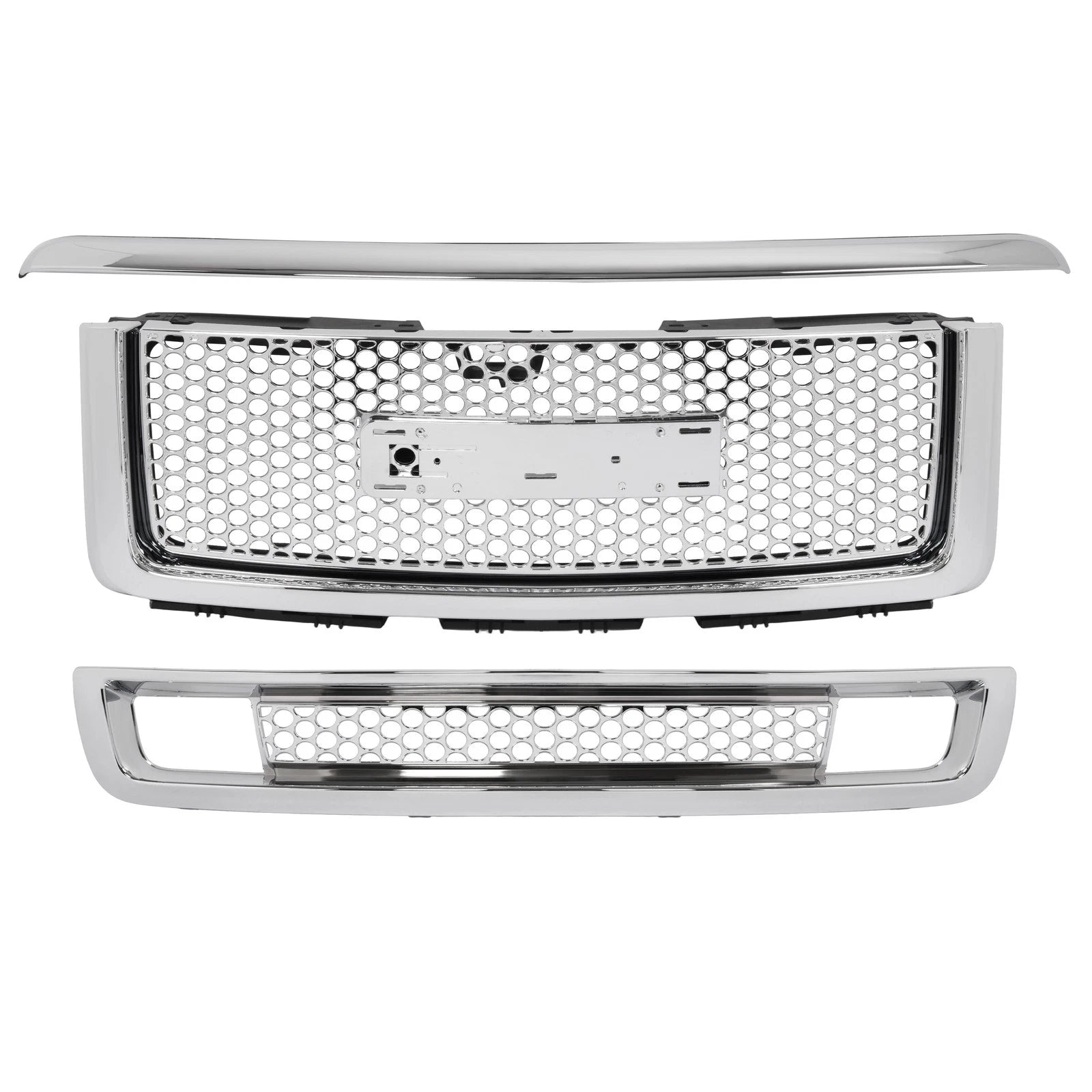 Chrome Upper Lower Grille Hood Molding for GMC Sierra 1500 Denali (2007–2013)