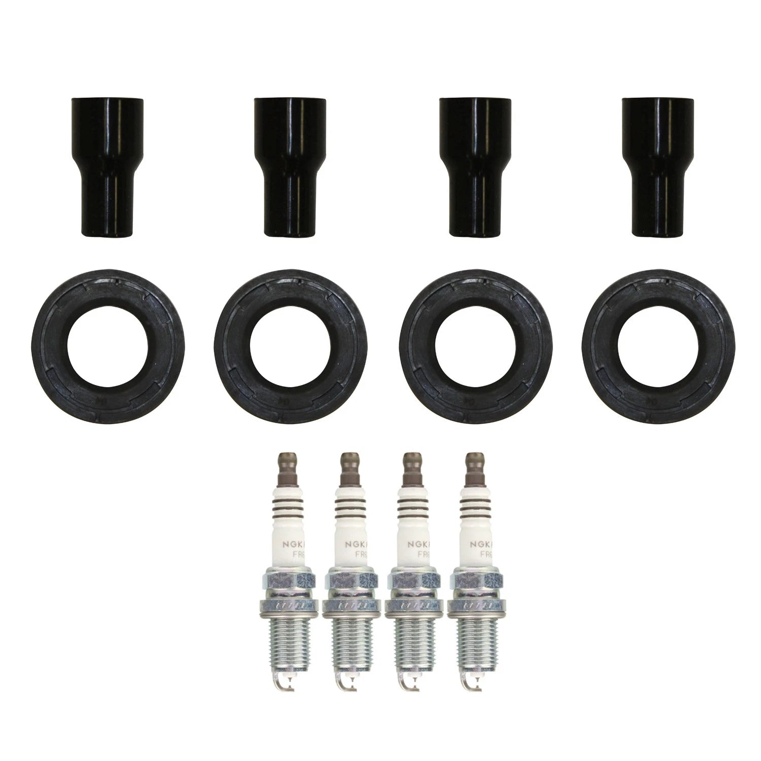 Set of 4 NGK Ruthenium HX Spark Plugs & Coil Boots for Scion tC xB Toyota RAV4