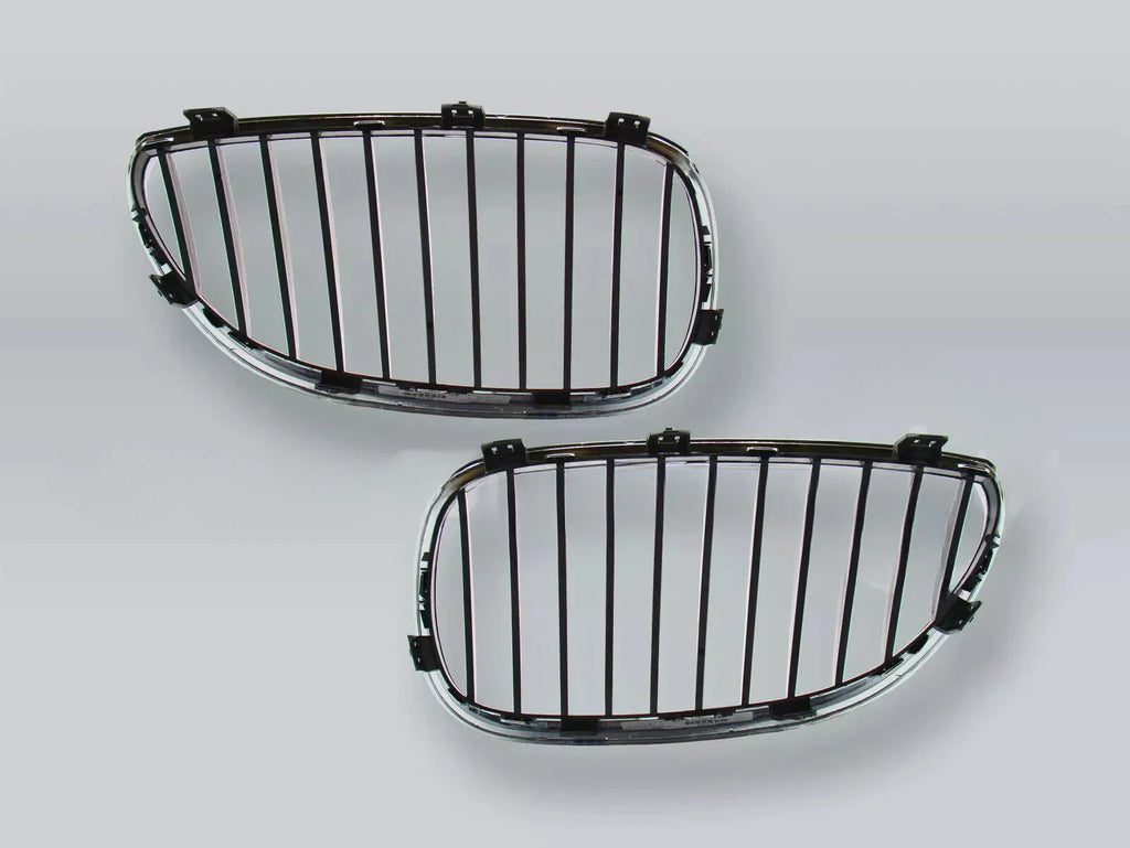 Pair Chrome/Black Front Grille for BMW 5-Series E60/E61 (2004–2009)