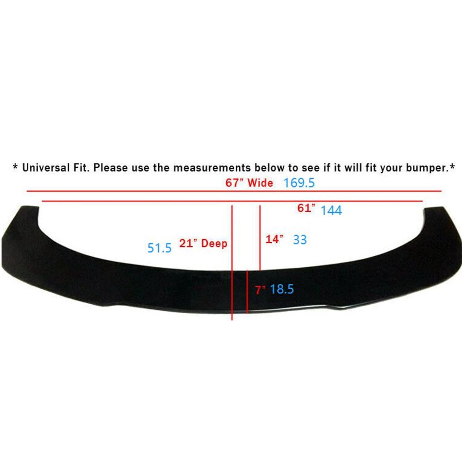 Front Bumper Lip Splitter Diffuser for Universal 67’’ x 21’’