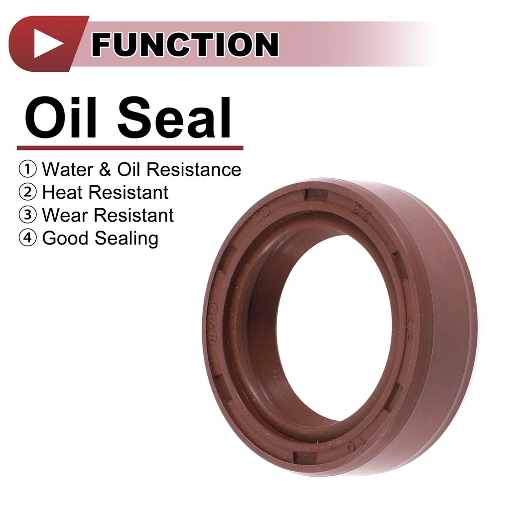 2X Oil Seal Rotary Shaft Seal for Various Models (22x32x10mm) FKM Rubber