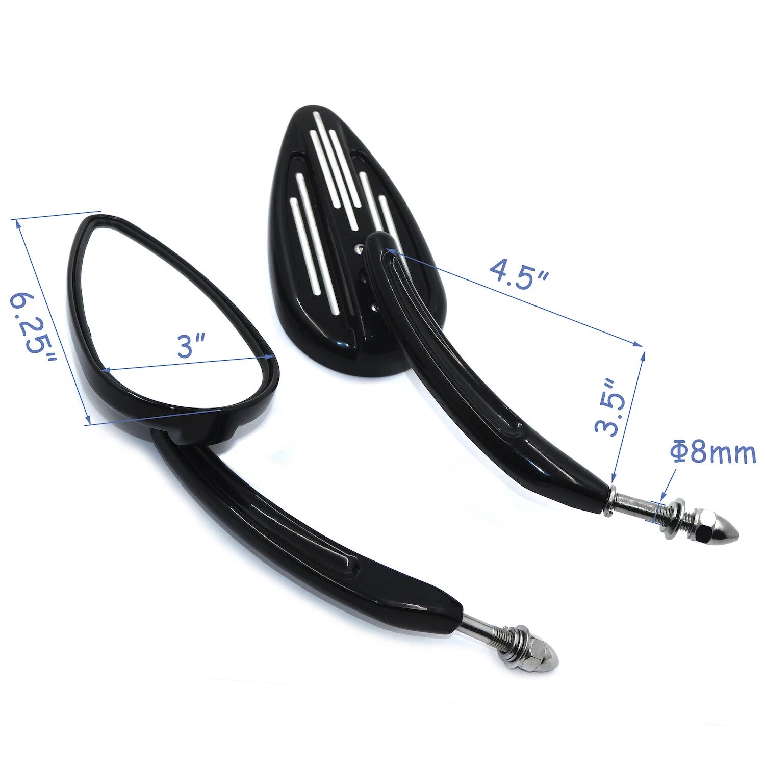 Rear View Grooved Mirrors for Harley Softail Dyna Touring Sportster