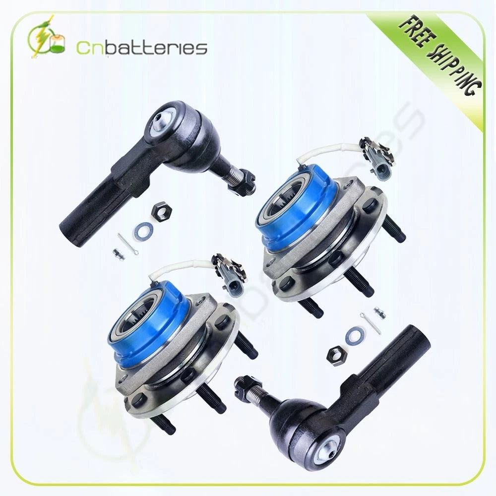 Set of 4 Outer Tie Rods + Wheel Hub Bearing Assembly for Buick LS Sabre (2001–2005)