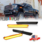 Set of 4 Smoked Amber LED Side Marker Lights for GMC Sierra 2500 3500 (2020–2024)