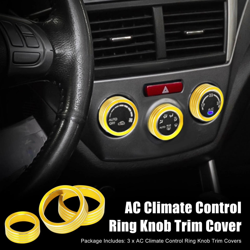 3pcs Gold Tone AC Climate Control Knob Trim for Subaru Forester 