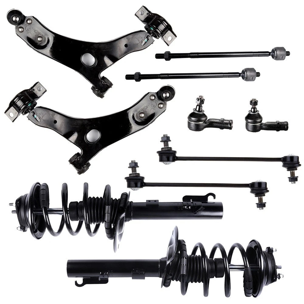 Set of 10 Front Struts Control Arms Sway Bars Tie Rods for Ford Focus (2008)