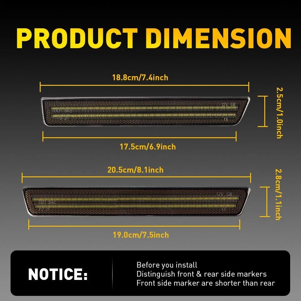 Smoked LED Side Marker Lights for Dodge Challenger (2015–2022)