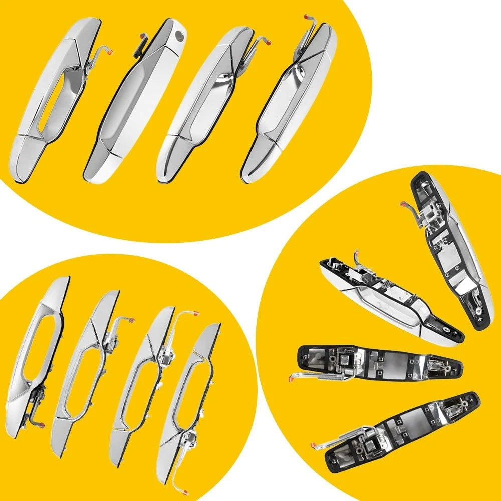 Set of 4 Chrome Exterior Door Handles for Tahoe Silverado Yukon Escalade (2007–2014)