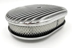 Air Cleaner Assembly Fully Polished Oval Aluminum Finned for Holley Carb (5-1/8")