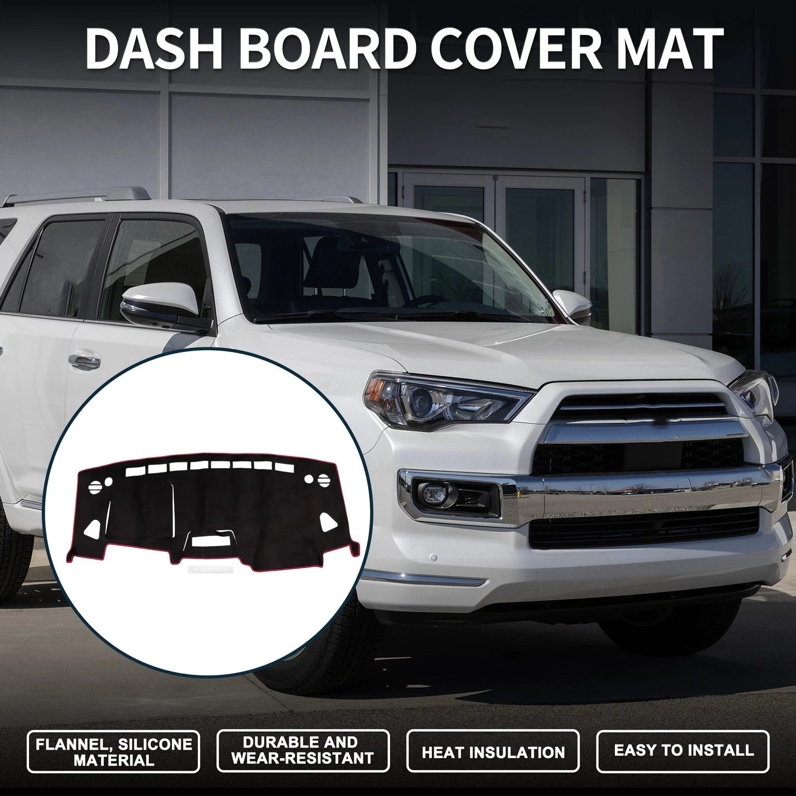 Dashboard Dash Cover Mat for Suzuki Solio MA15S (2001–2015) Black Red Set