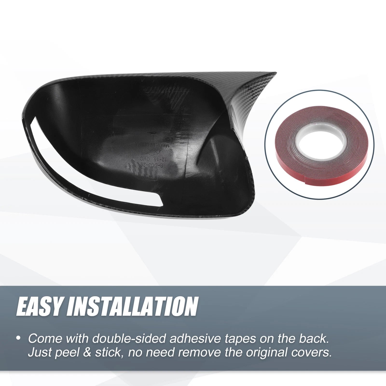 Pair Rearview Mirror Cover Overlay for Honda Civic (2012–2015) Carbon Fiber