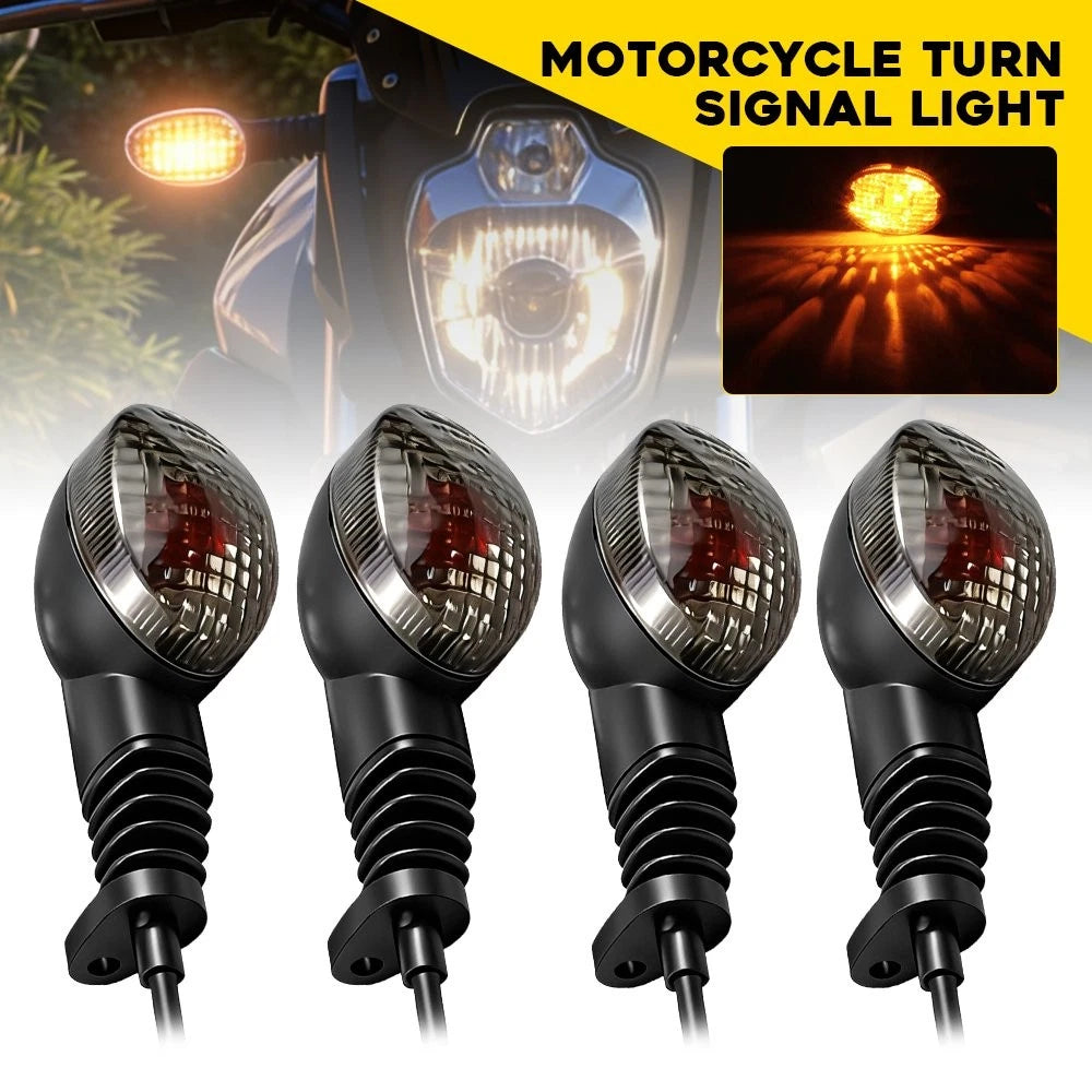 Set of 4 Amber Smoked Turn Signal Lights for Kawasaki Ninja 250R (2008–2012)