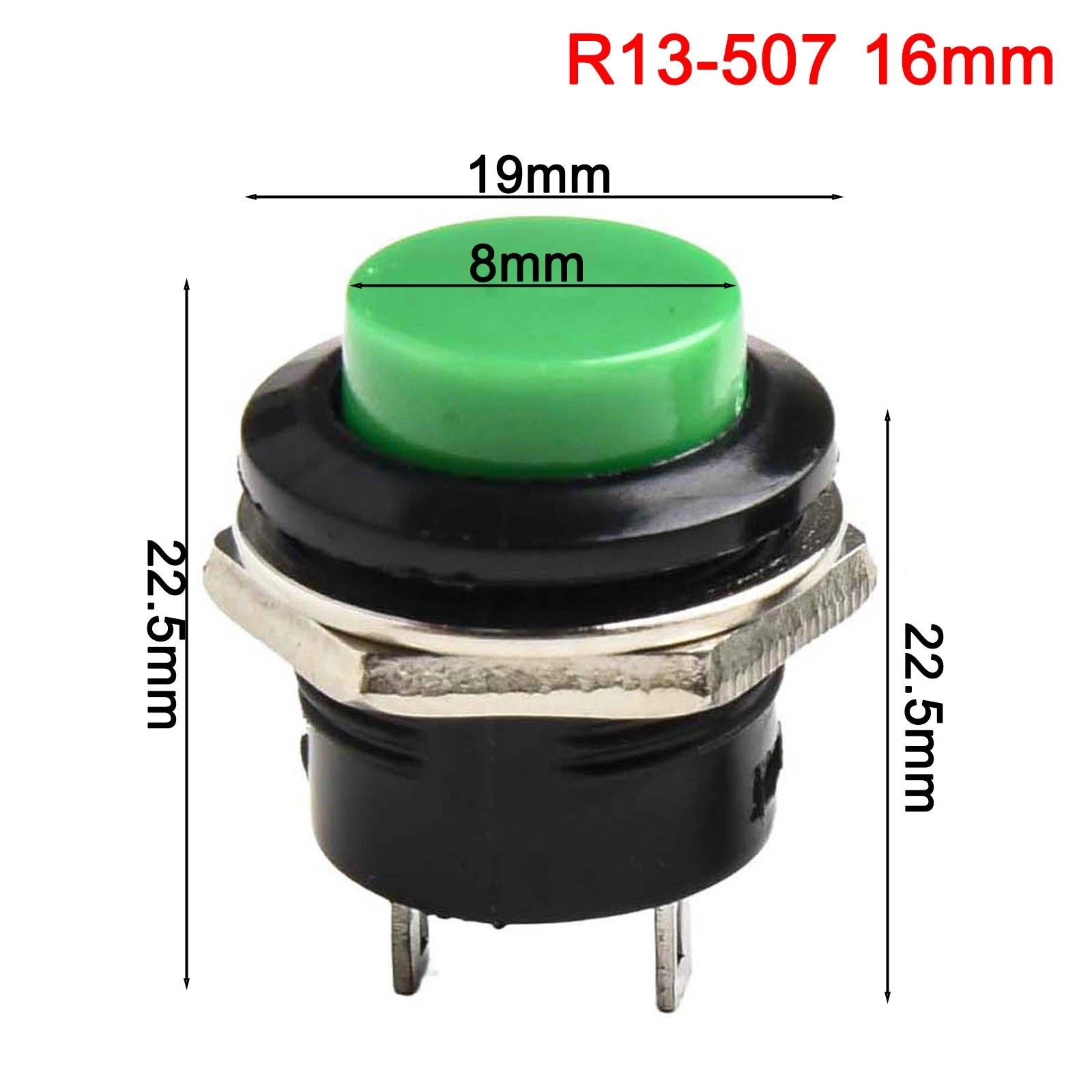 12V 16mm Metal Round Momentary Switch for Automotive Applications