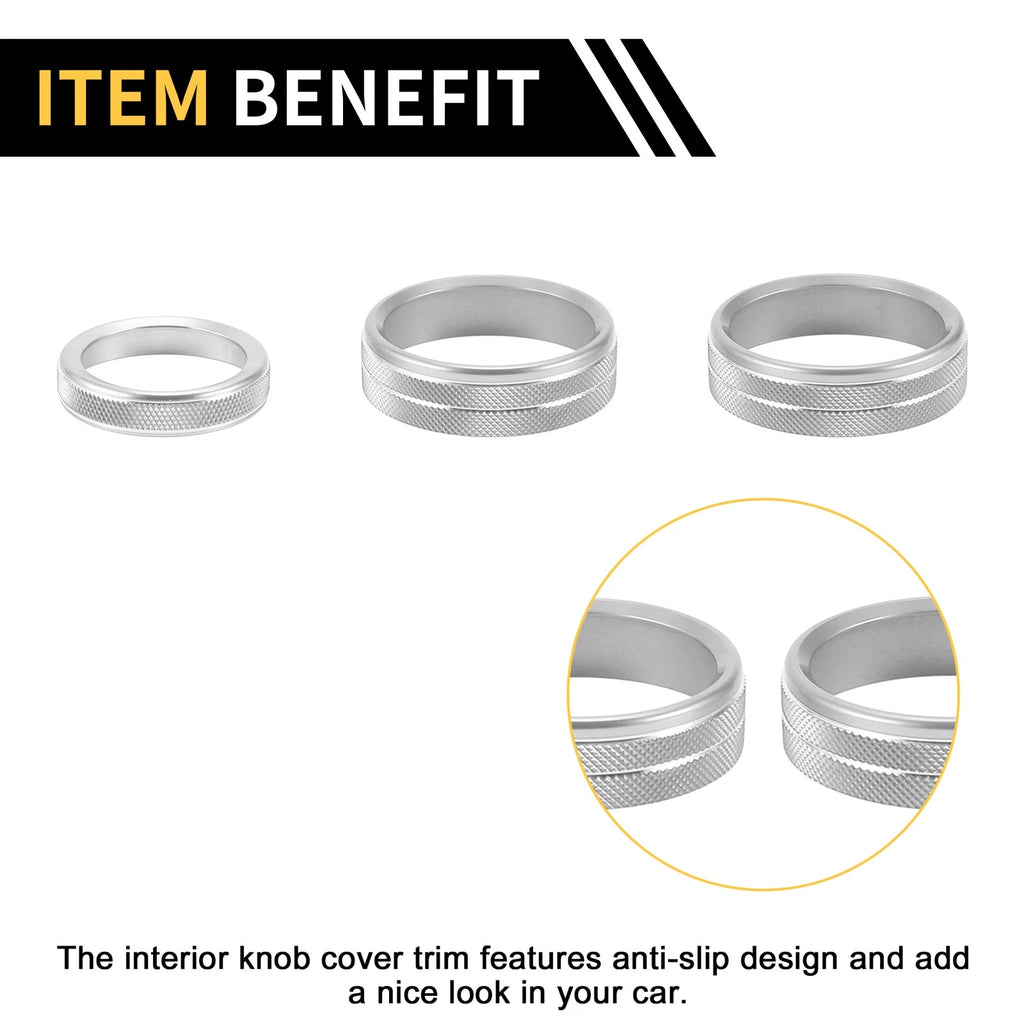 Air Conditioner Switch Knob Cover Ring for Ford F-150 (2015–2023) Silver Tone