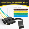 5-Pin Flat Trailer Wire Harness Tail Brake Light Socket Plug Connector for
