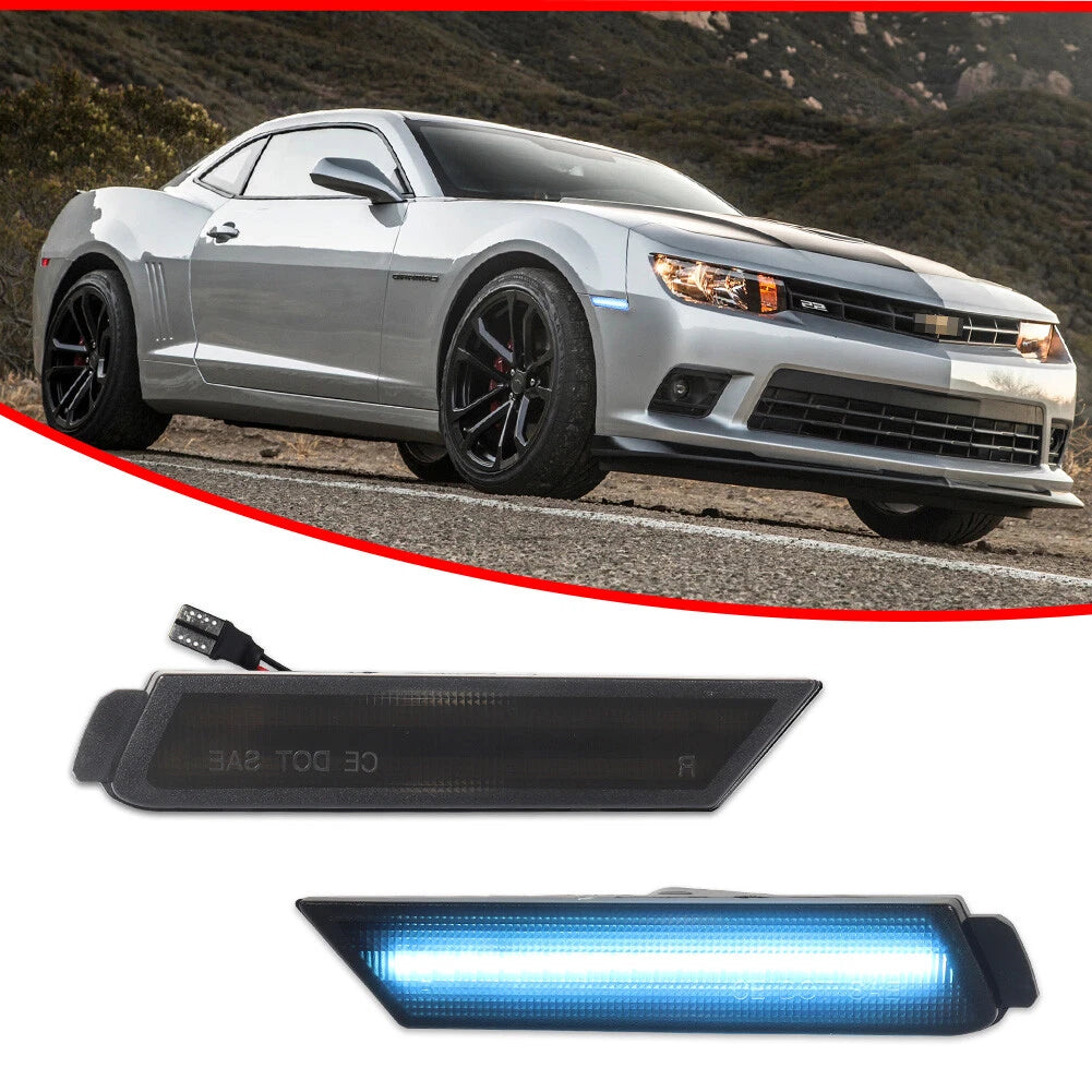 Smoke Lens Ice Blue LED Side Marker Lamp for Chevrolet Camaro (2010–2015)