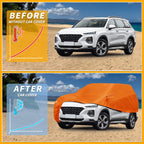 Waterproof Car Cover for Hyundai Santa Fe (2013–2023) - Orange Cotton, Zipper