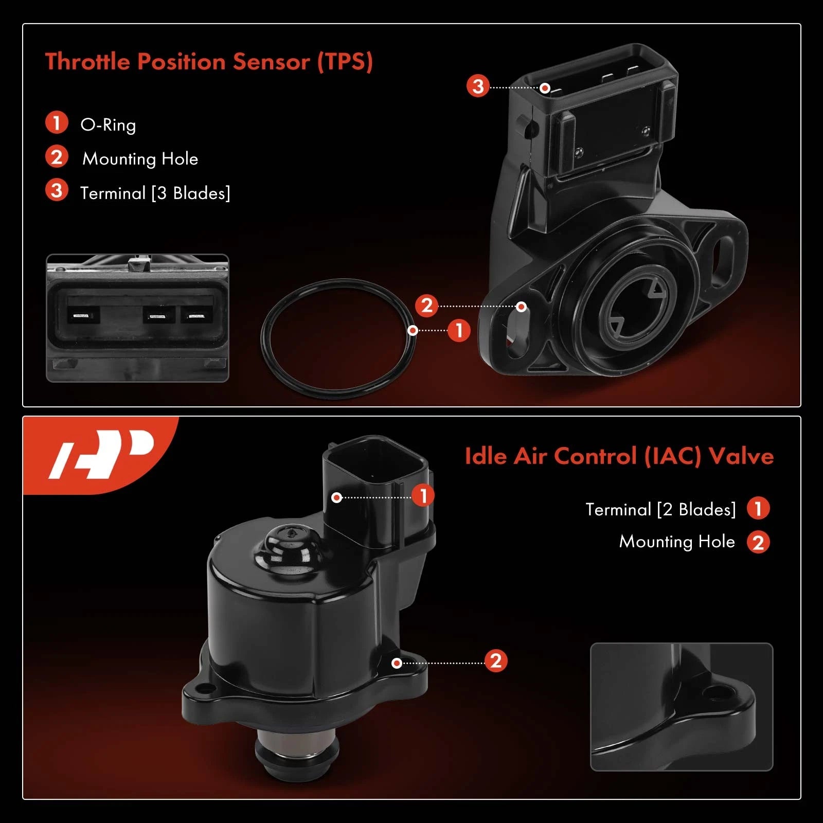 2X Idle Air Control Valve & Throttle Position Sensor for Dodge